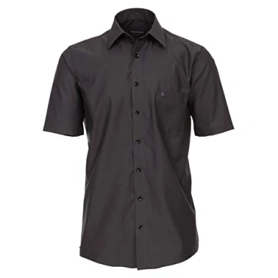 Abbildung von CASAMODA Comfort Fit Hemd Halbarm New Kent Kragen Popeline anthrazit Gr. 52