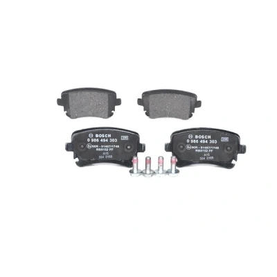 Abbildung von BOSCH 0 986 494 303 Bremsbelagsatz Low Metallic mit Schrauben Zubehör AUDI: A6 C6 Limousine, A8 D3, Avant, VOLKSWAGEN: Transporter 6 Bus