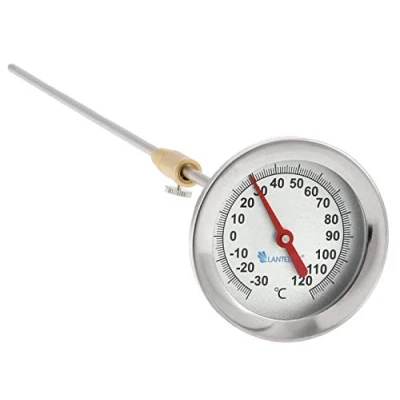 Abbildung von Lantelme Räucherthermometer 120C Edelstahl Analog Thermometer mit 50cm Sonde und Messing Konus Ideal für Smoker, Räucherofen, Räuchergrill Räucherschrank