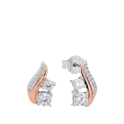 Abbildung von Amor Ohrstecker 925 Sterling Silber Damen Ohrschmuck, mit Zirkonia synth., 1,2 cm, Bicolor, Kommt in Schmuck Geschenk Box, 2026274