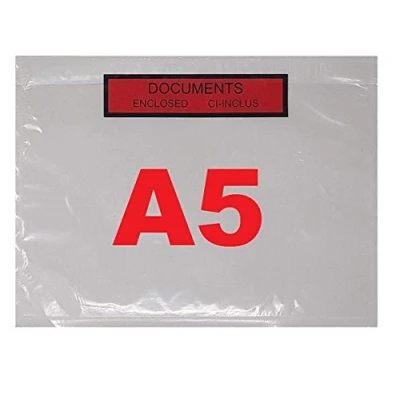 Abbildung von 1000 Türtaschen eingeschlossen Dokument A5 (DIN A4 Blatt in zwei Teile gefaltet) gedruckt transparenten Klebstoff C5 225 x 165 mm