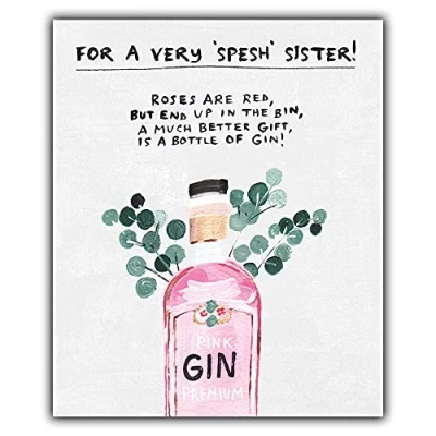 Abbildung von Emotional Rescue , Multi,ZFW9403 Geburtstagskarte für Schwester, Gin lustige Flasche, Papiersalat