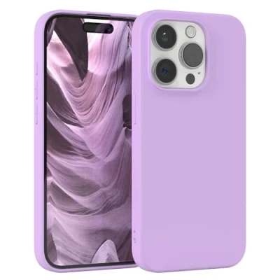 Abbildung von EAZY Case Silikonhülle für iPhone 15 Pro Hülle Silikon Lila weich stoßfeste Handyhülle Schutzhülle mit Kameraschutz Dünn Premium Schutz Cover TPU Phone Bumper in Violett