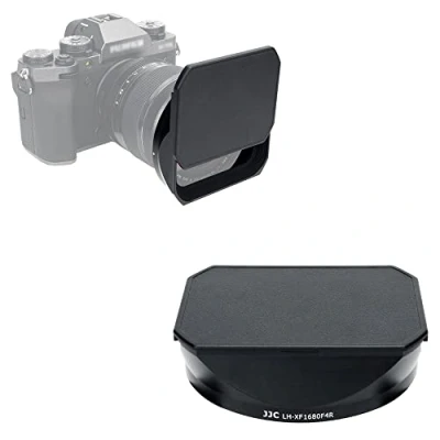 Abbildung von JJC Gegenlichtblende Schwarz für Fujifilm FUJINON XF16 80mmF4 R OIS WR Objektiv mit Schiebedeckel (72mm Filtergewinde)