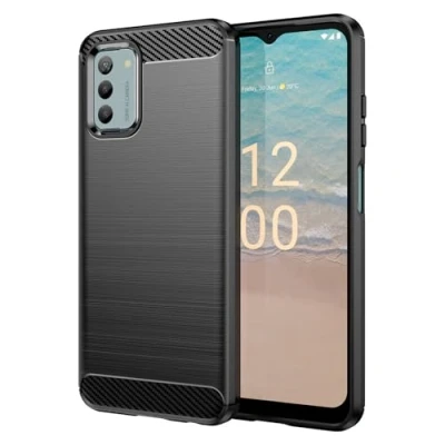 Abbildung von betterfon Nokia G22 / G42 Hülle Carbon Look Outdoor Stoßfeste Handy Tasche Hybrid Case Schutzhülle TPU Silikon Cover Bumper für in Schwarz