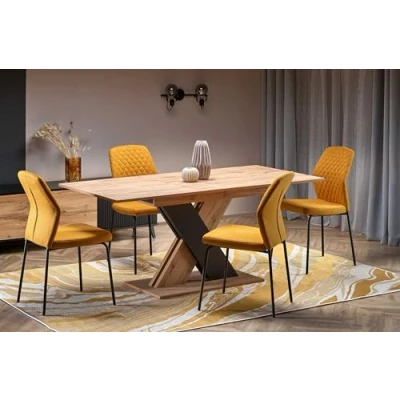 Abbildung von designimpex Esstisch Design HA 111 Tisch Eiche Wotan Schwarz matt ausziehbar 130 bis 175
