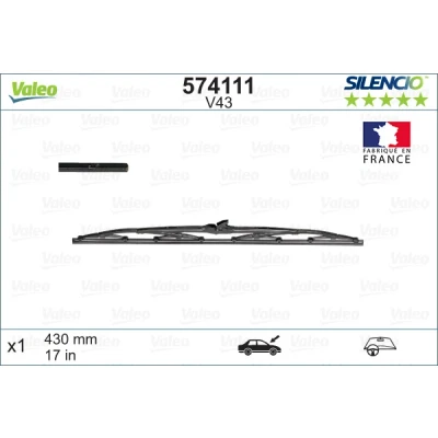 Abbildung von Scheibenwischer Valeo Silencio Standard, Conventional Single 574111 430mm vorne Standard Hakenbefestigung TOYOTA: Corolla VI Liftback