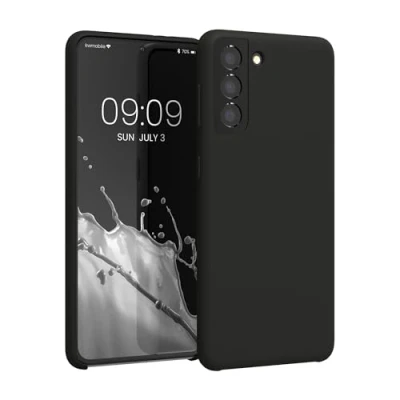Abbildung von kwmobile Hülle kompatibel mit Samsung Galaxy S21 Silikon Handy Case Handyhülle weiche Oberfläche kabelloses Laden Dunkelgrau
