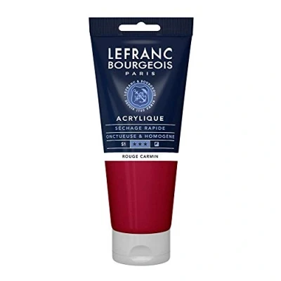 Abbildung von Lefranc Bourgeois 300357 Fine Acrylfarbe Karminrot, 200ml Tube, cremige auf Wasserbasis, schnell trocknend, lichtecht, wasserfest