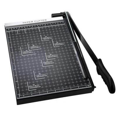 Abbildung von Papierschneider Profi Fotoschneider Papierschneidemaschine Schneidegerät Hebelschneider Schrottmaschineider, für Foto, Papier, Pappe, A4, Schwarz