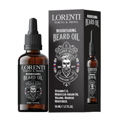 Abbildung von LORENTI TOKYO &amp; SEOUL Argan Beard Oil 50ml Men Bart Öl für die tägliche Bartpflege von 3 Tage bis Vollbart Männer Extra Glanz und Geschmeidigkeit Bartöl herren