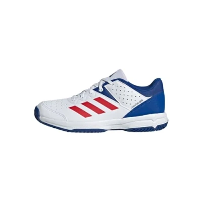 Abbildung von adidas Performance Court Stabil Volleyballschuh Cloud white pure ruby royal blue für Kinder, Größe: 38 2/3,