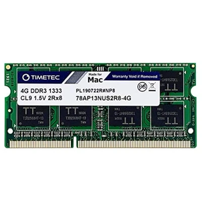 Abbildung von Timetec 4 GB kompatibel für Apple DDR3 1333 MHz PC3 10600 CL9 MAC Book Pro (Anfang/Ende 2011), iMac (Mitte 2010, Mitte/Ende Mini 2011) RAM Upgrade