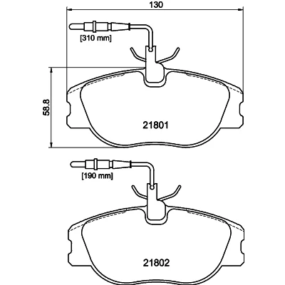 Abbildung von HELLA 8DB 355 018 171 Bremsbelagsatz mit integriertem Verschleißwarnkontakt Bremssattelschrauben CITROËN: Jumpy I MPV, Evasion
