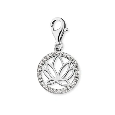 Abbildung von Engelsrufer Damencharm Charm Lotus 925ER Silber Zirkonia Anhänger, Damen, Größe: One Size,