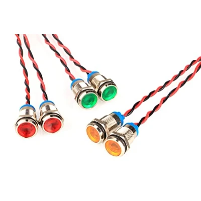 Abbildung von Guuzi 6pcs 220V 230V 10mm LED Panel Pilot Dash Warnlicht Kontrollleuchte Lampe Glühbirnen Richtungs (Rot/Gelb/Grün)