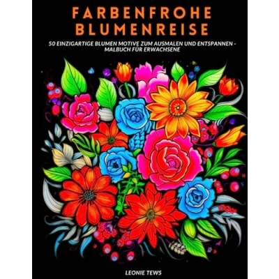 Abbildung von Farbenfrohe Blumenreise: 50 einzigartige Blumen Motive zum ausmalen und entspannen Malbuch für Erwachsene