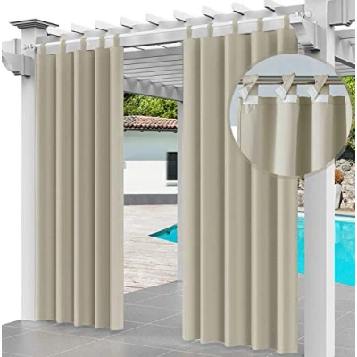 Abbildung von Ferocity Outdoor Vorhang Schlaufengardine 220 x 155 cm Gartenlauben Balkon Vorhänge Gardinen Verdunkelungsvorhänge mit Schlaufen, Wasserdicht für Pavillon Strandhaus (1 Panel) Beige [129]