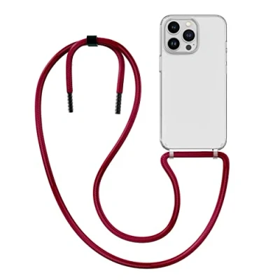 Abbildung von MyGadget Handykette für iPhone 13 Pro Max [ Hülle mit Band abnehmbar &amp; verstellbar ] Handyhülle Handyband zum Umhängen Schnur Case Schutzhülle Wein Rot