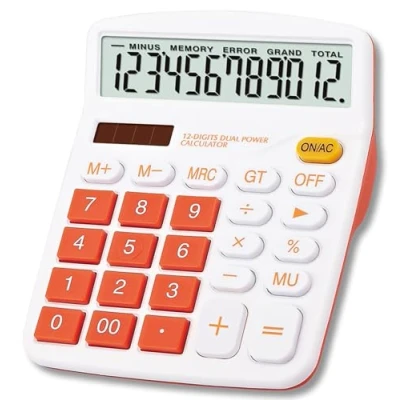 Abbildung von Meichoon Großer Taschenrechner, Orange, Büro Solar Dual Power, Finanz dedizierter 12 stellige Anzeige, große Standardfunktion, Desktop Business multifunktionaler KA08