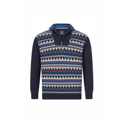Abbildung von Jan Vanderstorm Erikvald Strickpullover, Herren, Größe: Large, Dunkelblau gemustert