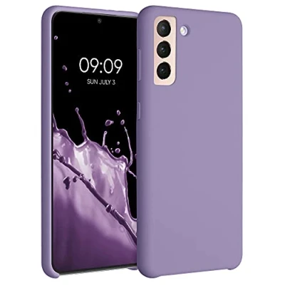 Abbildung von kwmobile Hülle kompatibel mit Samsung Galaxy S21 Plus Silikon Handy Case Handyhülle weiche Oberfläche kabelloses Laden Veilchen Lila