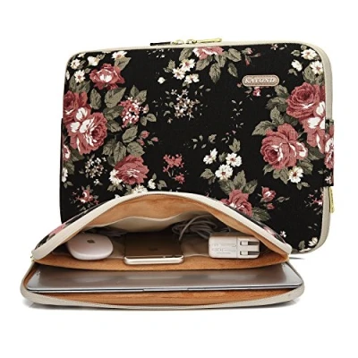 Abbildung von Kayond Laptop Tasche, wasserfest, mit Rosenmuster, 27,9 43,2 cm Black C Rose 14 14.1 Inch