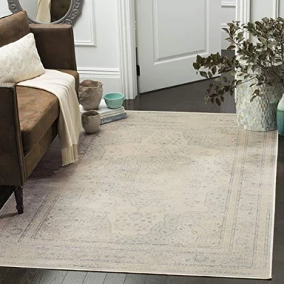Abbildung von SAFAVIEH Traditionell Teppich für Wohnzimmer, Esszimmer, Schlafzimmer Vintage Collection, Kurzer Flor, Hellblau und Creme, 160 X 229 cm