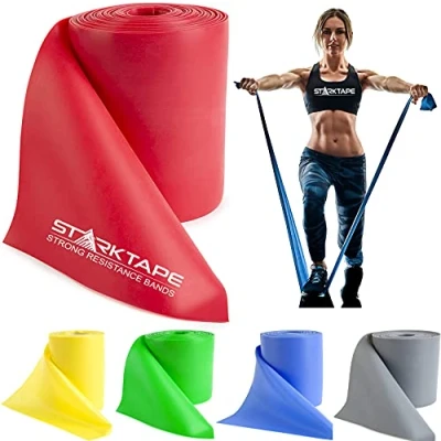 Abbildung von Starktape Widerstandsbänder für Physiotherapie Professionell Bulk Großpackung. Latexfreies elastisches Übungs Fitnessband Ober und Unterkörper, Pilates, Reha, Yoga, Heimtraining