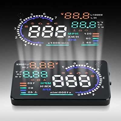 Abbildung von Qiilu A8 5.5 Zoll OBD II Auto HUD Head Up Display Windshied Reflektierende Bildschirm Geschwindigkeit