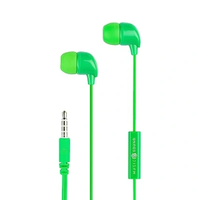 Abbildung von Music Sound Kopfhörer mit Kabel Fullcolor Intra auriculaires In Ear Stereokopfhörer und eingebautem Mikrofon 3,5 mm Klinkenstecker 1,2 m Anti Tangle Farbe Grün