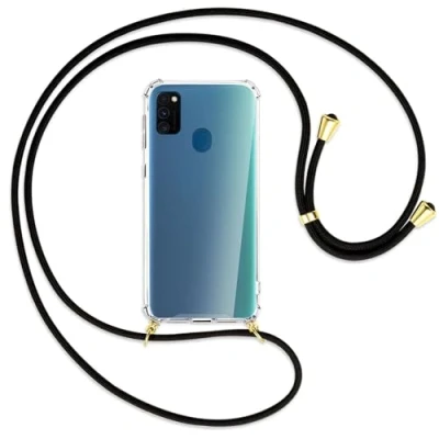 Abbildung von mtb more energy Handykette kompatibel mit Samsung Galaxy M30s, M21 (6.4&#039;&#039;) schwarz/Gold Smartphone Hülle zum Umhängen Anti Shock Full TPU Case