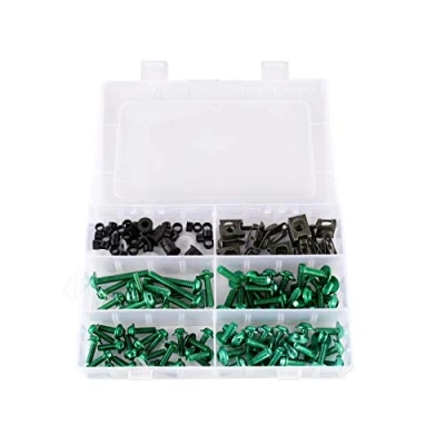 Abbildung von Alamor 177 Stücke Motorrad Verkleidung Bolzen Kit Muttern Schrauben Clips Für Honda/Yamaha/Kawasaki/Suzuki Grün