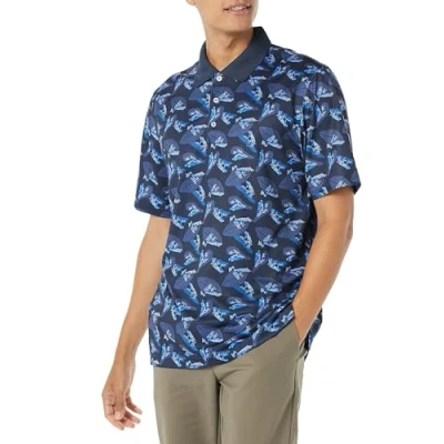 Abbildung von Amazon Essentials Herren Golf Poloshirt, Feuchtigkeitsableitend Schnell Trocknend, Kurzarm, Blau Frösche, M
