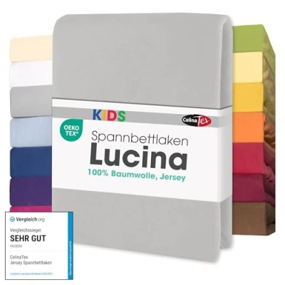 Abbildung von Spannbettlaken Lucina Minis Spannbetttuch Jersey 60x120 70x140cm silbergrau, CelinaTex, Baumwolle, (1 Stück), bügelfrei,faltenfreier Sitz,formstabil und dauerelastisch