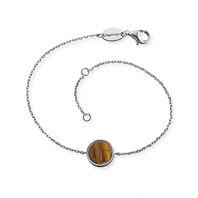 Abbildung von Engelsrufer Damen Armband aus Sterling Silber und Tigerauge Kraftstein Anhänger, Karabinerverschluss, in zwei Längen verstellbar, nickelfrei, ERB LILGEM TE