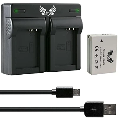 Abbildung von SK Akku Ersatz für Canon NB 10L // 950mAh + Dual Charger PowerShot G1X G3X / G15 G16 SX40 HS SX50 SX60