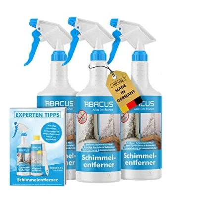 Abbildung von ABACUS Anti Schimmel Spray, Schimmelex für Wand und Bad, Schimmelentferner (inkl. Experten Tipps, [3 St. 3x750ml Sofortwirkung mit Langzeiteffekt)