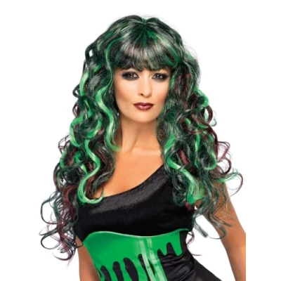 Abbildung von Smiffys Kostüm Perücke Monster Lockenperücke schwarz grün, Perfekter Look für den Evil Hair Day!