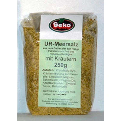 Abbildung von &quot;GEKO&quot; Salz /Salzmischungen mit Himalayasalz aus der Salt Range Pakistan, im Nachfüllbeutel OVP (Himalayasalz* Kräutern 250g)