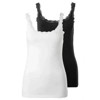 Abbildung von Lascana 2 PACK Unterhemd/shirt, Damen, Größe: 36/38, Weiß/schwarz