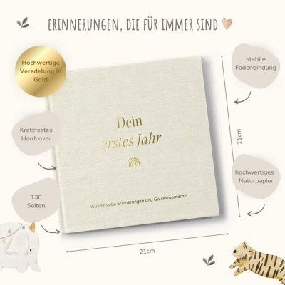 Abbildung von MeinBaby123® Tagebuch Baby &#039;Mein erstes Jahr&#039;, Erinnerungsbuch Baby, Geschenkidee zur Geburt, Momente für die Ewigkeit festhalten