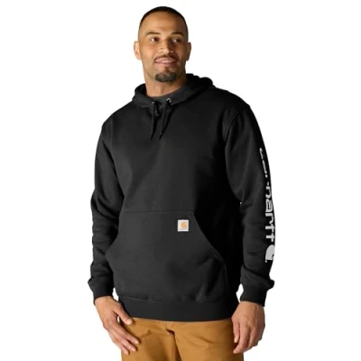 Abbildung von Carhartt, Herren, Weites, mittelschweres Sweatshirt mit Logo Grafik auf dem Ärmel, Schwarz, XS