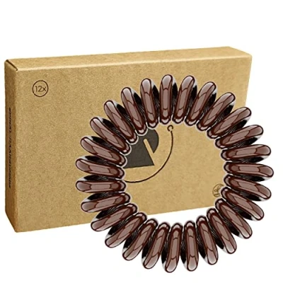 Abbildung von Reskthetic hochwertige Spiral Haargummi (braun), schonend zum Haar, nachhaltig, umweltfreundlich, (Telefonkabel, Zopfgummis) für Mädchen &amp; Frauen/Damen (12 x 4 cm)