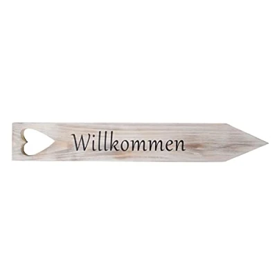 Abbildung von levandeo Gartenstecker Willkommen H47cm Holz Schild Garten Gartendeko Herz Dekoration Holzschild Gartenschild Deko