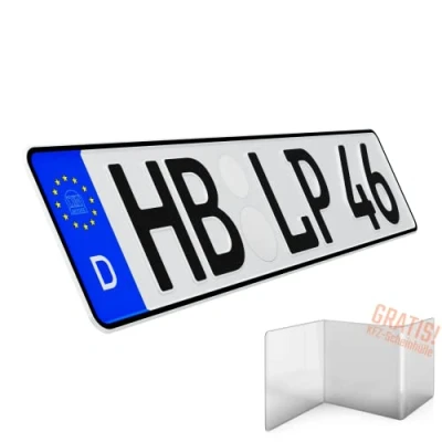 Abbildung von 1 Stück KFZ Kennzeichen 46cm x 11cm Nummernschild 460mm 110mm Wunschkennzeichen DIN zertifiziert Autokennzeichen auch für Fahrradträger Anhänger LKW Wunschprägung amtliches Autoschild