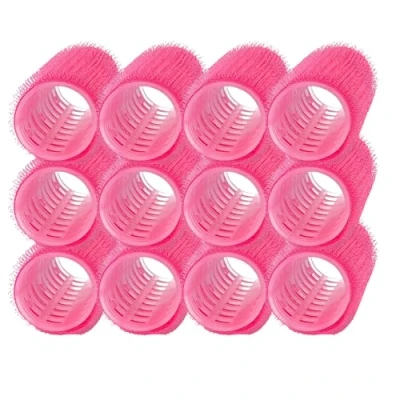 Abbildung von PONIK&#039;S PROFESSIONAL Haarrollen Lockenwickler, Lockenwickler Selbsthaftend Set, Haar Roller 12 Stücke, Locken 25mm, Selbst Griff rosa