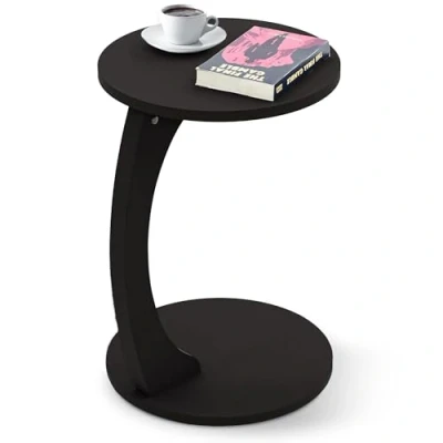 Abbildung von en.casa Beistelltisch, »Holeby« C Form mit 4 Rollen rund 56 x Ø 38 cm Schwarz, matt
