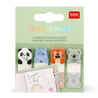 Abbildung von Legami Keep in Mind Seitenmarker, 80 Seitenmarker Aufkleber (20 x 4), beschreibbare und entfernbare Aufkleber, Motiv Cute Animals, 7 5,5 cm