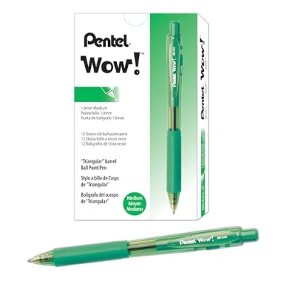 Abbildung von Pentel BK440 D Kugelschreiber mit Druckmechanik und ergonomischer Dreiecksgriffzone, 12 er Packung, grün